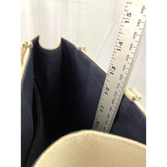 VTG Kate Spade Tote Bag Beige Pink Canvas Handbag Solid Stripe - Picture 6 of 16